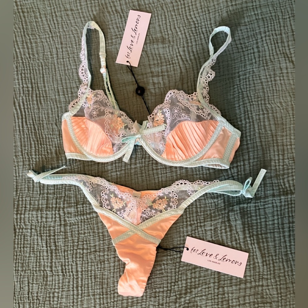 For Love And Lemons Mabel Heart Bra and Thong Set
